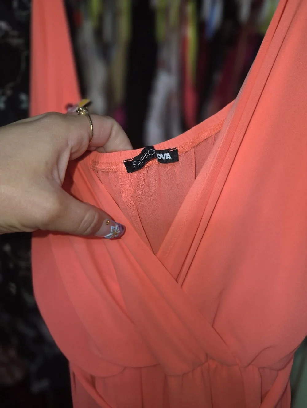 Fashion Nova Neon Coral Jumpsuit 2x